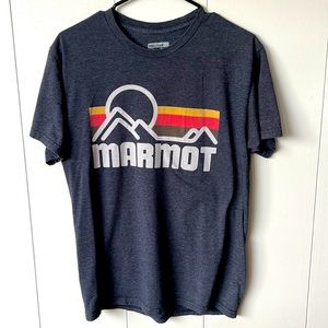 Marmot Coastal T-Shirt With Vintage Mountain Chest Logo in Navy Heather